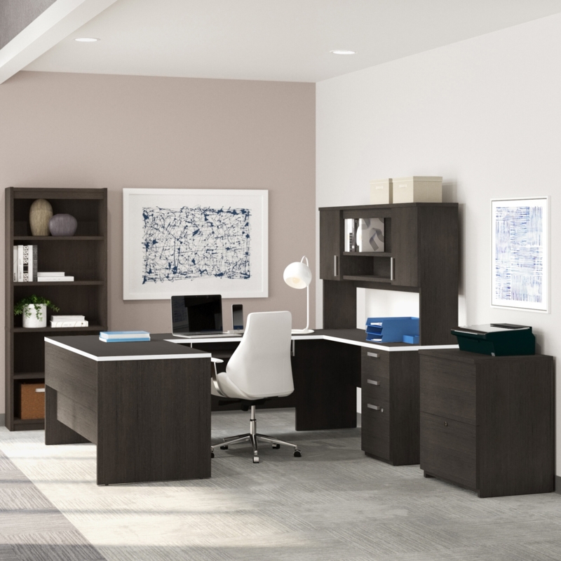 Aralee 4 U-Shaped Computer Desk Office Set with Hutch