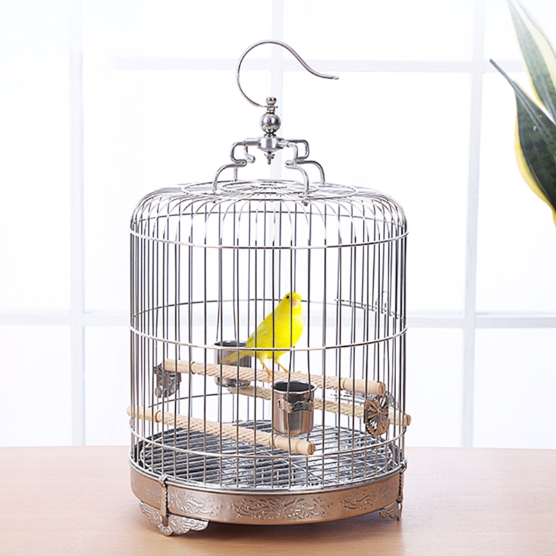 Aram 15.74'' Steel Flat Top Hanging Bird Cage with Perch