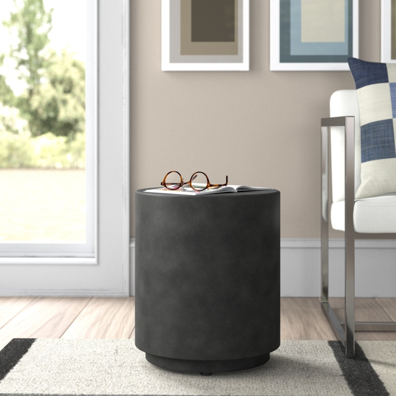 Arnelda Stone Drum End Table