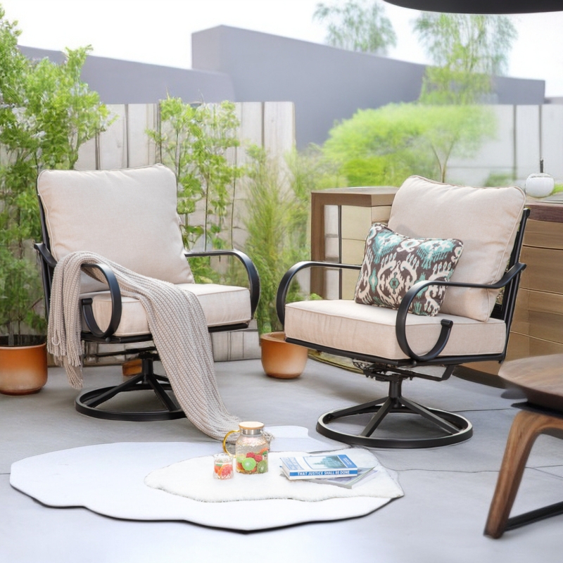 Arriona Swivel Patio Lounge Chair with Cushions (Set of 2)