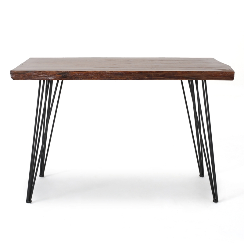 Aryaveer Solid Wood Top Metal Base Dining Table