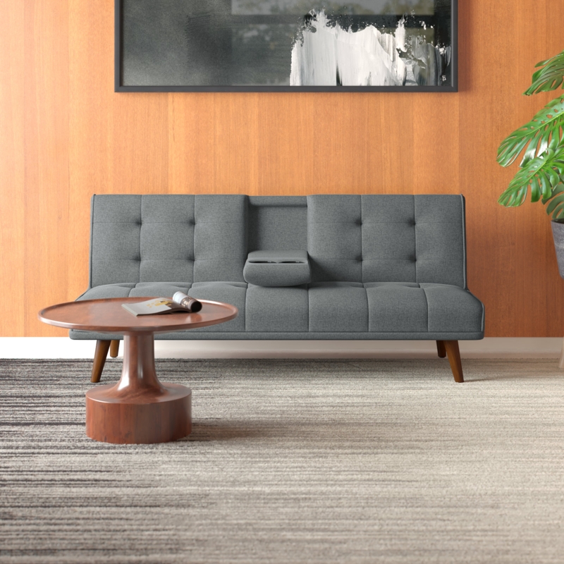 Ashna Twin 66'' Upholstered Tufted Convertible Sofa