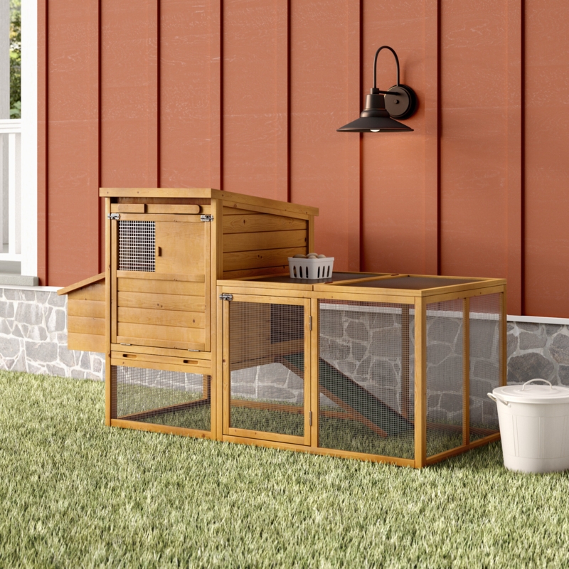 Auggie 21.4 Square Feet Walk In Chicken Coop with Chicken Run For Up To 5 Chickens