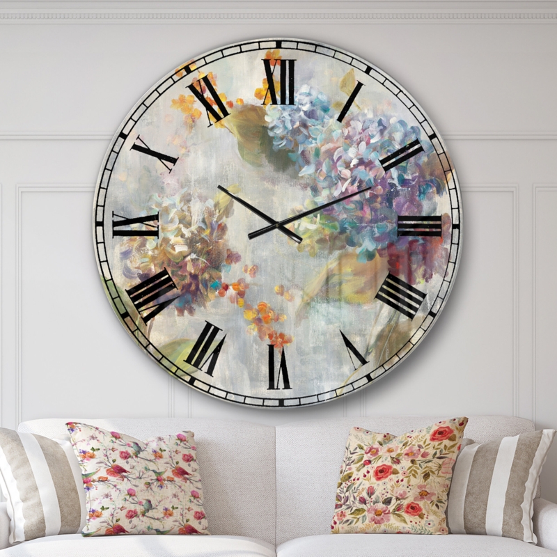 Autumn Hydrangea - Traditional wall clock