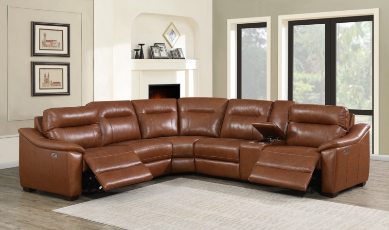 Averelle 6 - Piece Leather Power Reclining Sectional