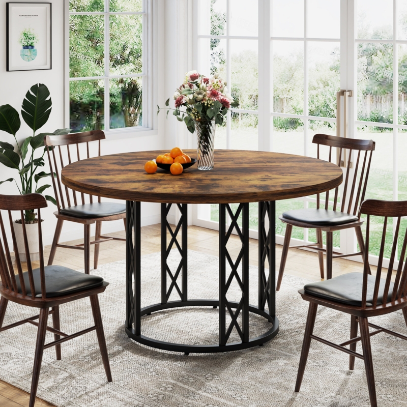 Axelrad 47" Round Dining Table for 4-6 People, Farmhouse Kitchen Table for Dining Room