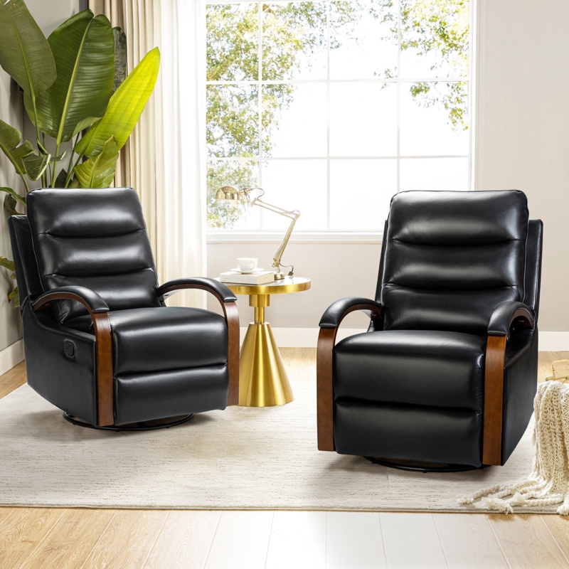 Azilda 29" Wide Genuine Leather Faux Leather Manual Swivel Rocking Standard Recliner