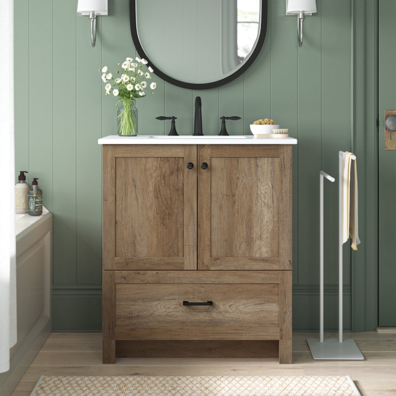 Baleine 30'' Single Bathroom Vanity with Engineered Marble Top