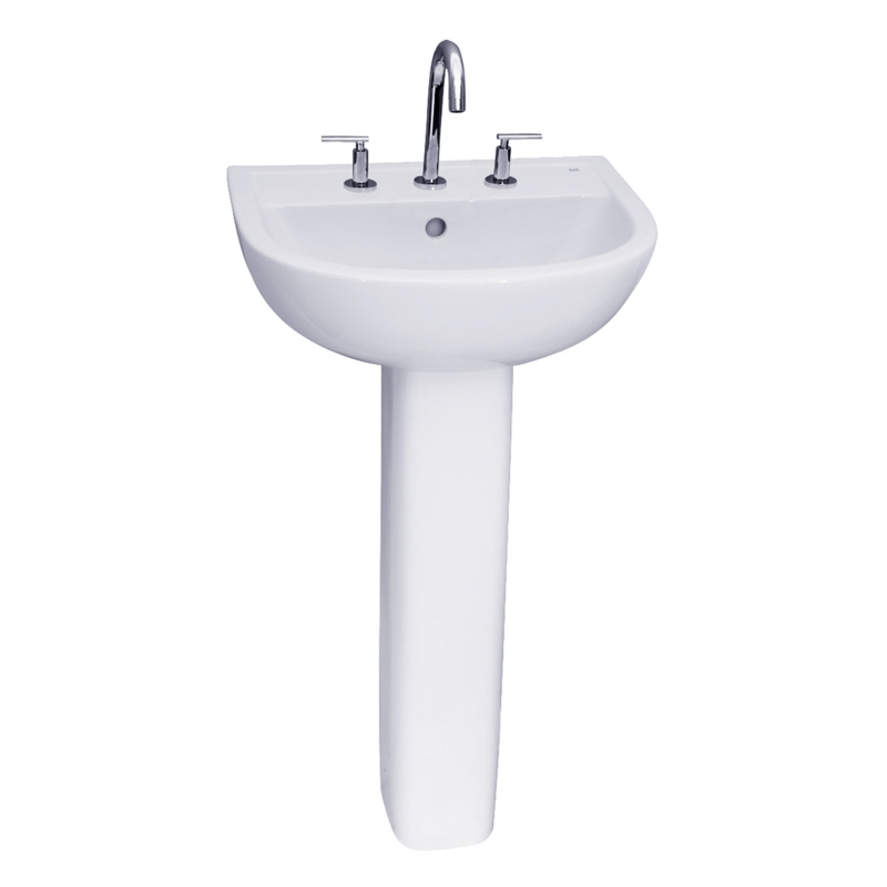 Barclay 32.375'' Tall White Vitreous China Circular Pedestal Bathroom Sink with Overflow