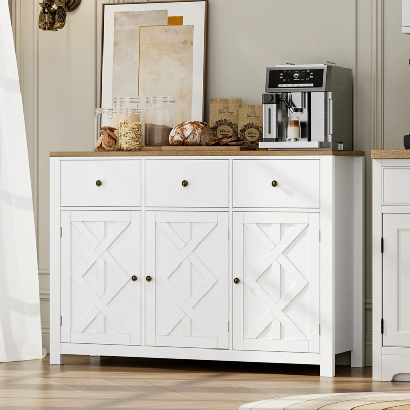 Barfleur 47.2'' Kitchen Sideboard Buffet Table with 3 Drawers, White