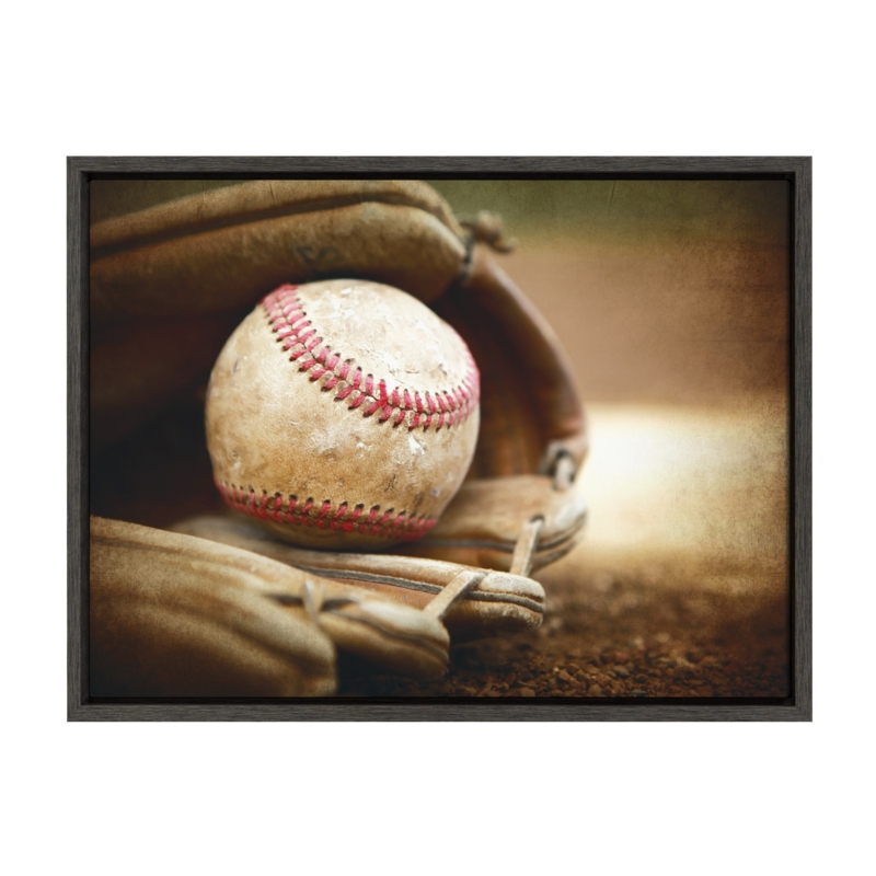 'Baseball Glove at Home Plate' by Shawn St.Peter- Floater Frame Photograph Print on Canvas