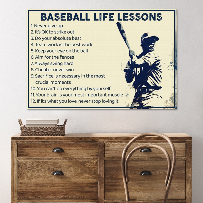 Baseball Player's Back - Baseball Life Lessons - 1 Piece Rectangle Graphic Art Print On Wrapped Canvas