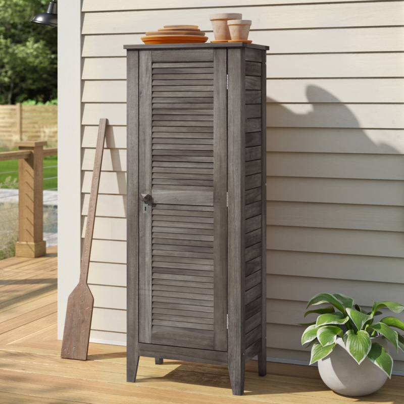 Beachcrest Home Anjenette 104.73 Gallons Water Resistant Acacia Solid Wood Lockable Cabinet Deck Box