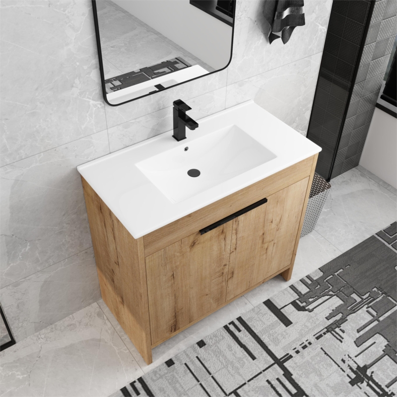 Bekin 35.9'' Single Bathroom Vanity with Ceramic Top