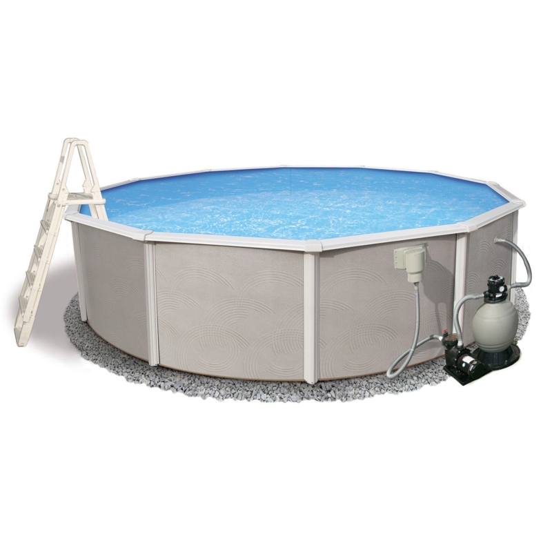 Belize Round 52-in Deep 6-in Top Rail Swimming Pool Package