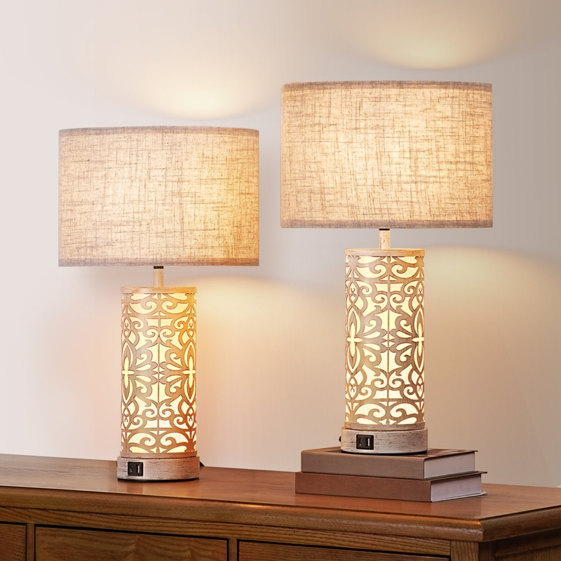 Billiot Metal USB Table Lamp with USB Ports