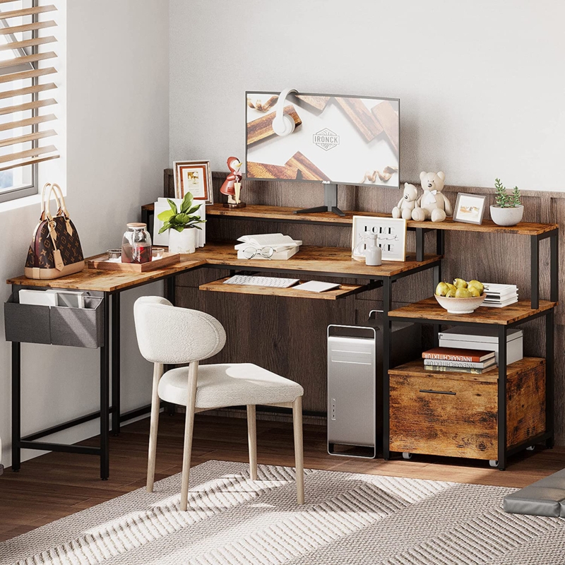Bilodeau 66.1'' W L-Shape Computer Desk with and Cabinet