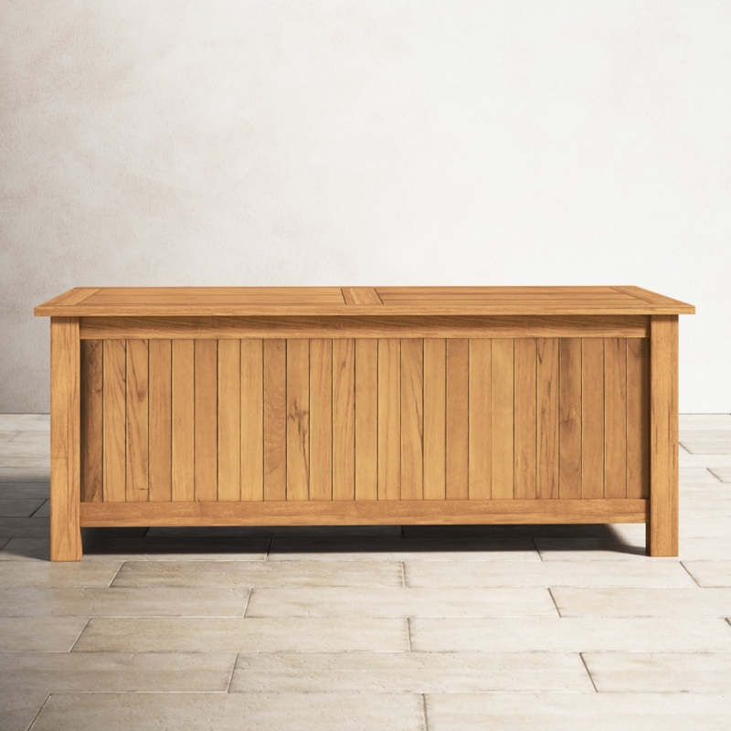 Birch Lane Summerton Water Resistant Teak Solid Wood Deck Box in Natural Teak