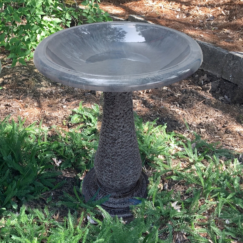 Birds and Beyond 19" D x 24" H Fiber Clay Birdbath Perugia Collection