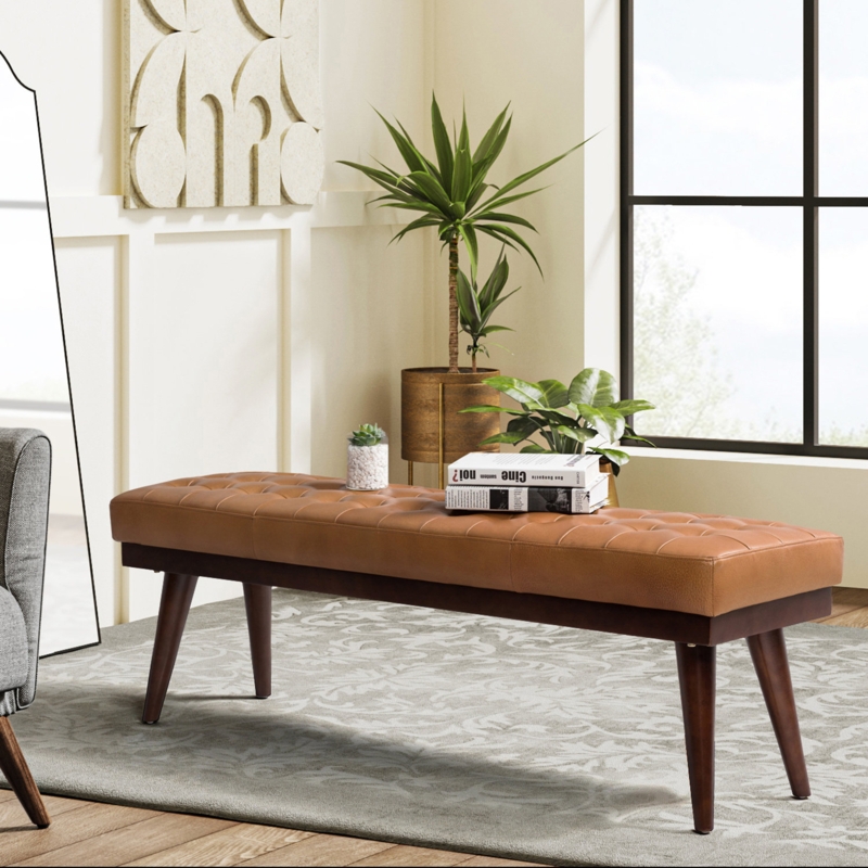Bittoo Genuine Leather Upholstered Bench