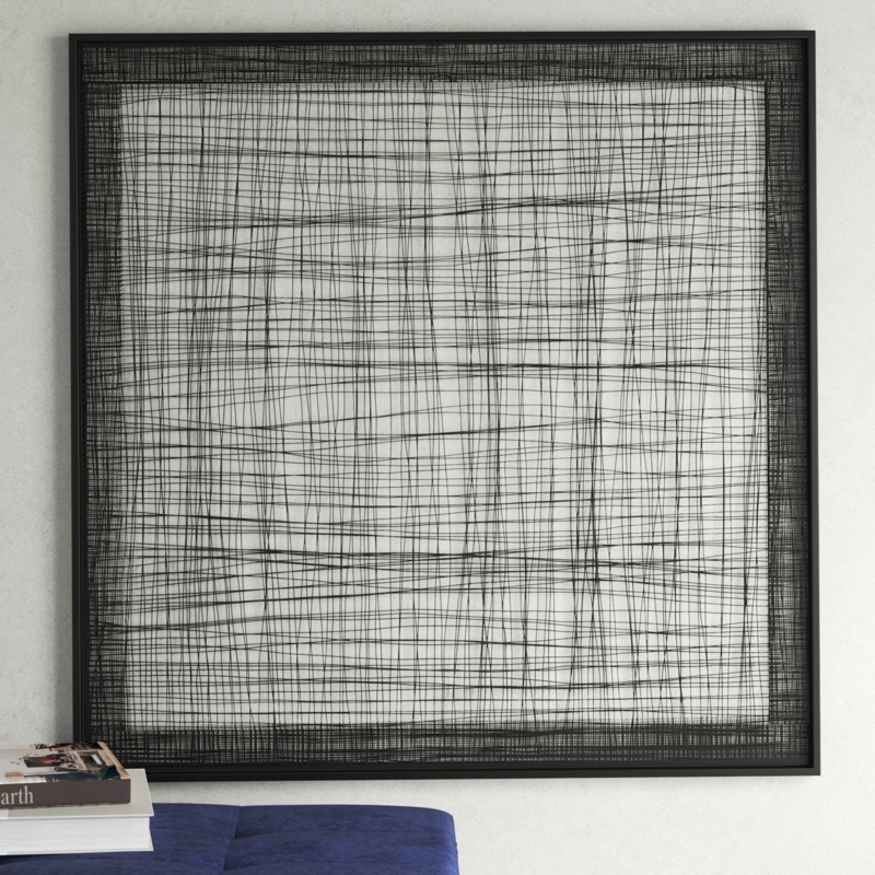 Black Metal Mesh Geometric Wall Decor with Black Frame 40" x 1" x 40"