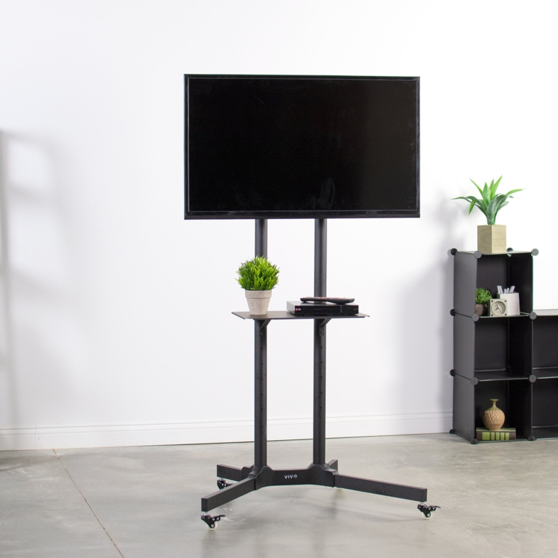 Black Mobile TV Cart
