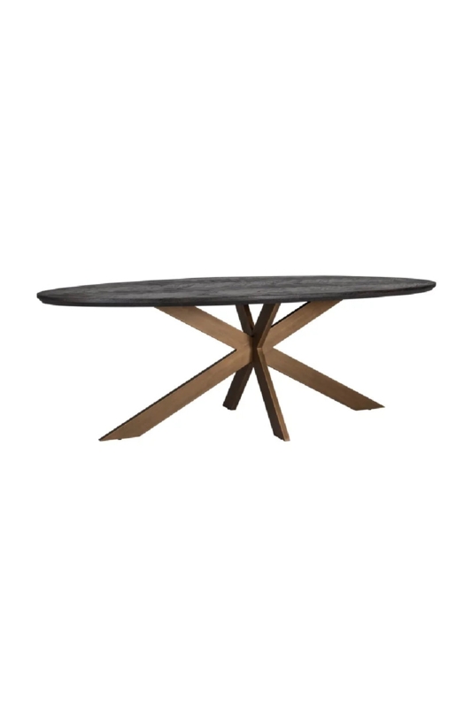 Blackbone Oval Solid Wood Top Metal Base Dining Table