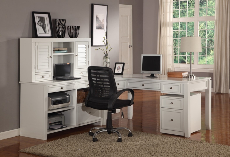 Boca 3 Solid Wood L-Shaped Computer Desk Office Set with Hutch