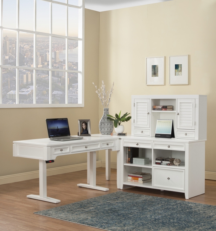 Boca 4 Solid Wood L-Shaped Computer Desk Office Set with Hutch