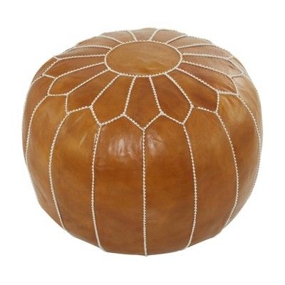 Bohemian Moroccans Leather Pouf Light Brown - Olivia & May