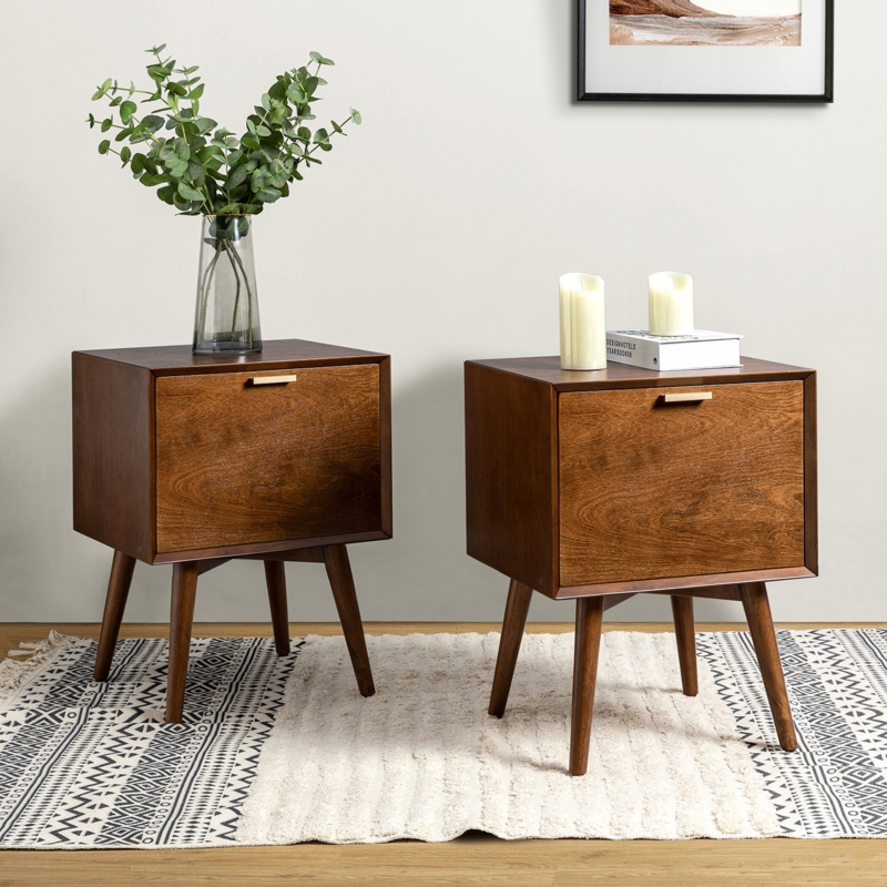 Boneva 2 - Nightstand with Built-In Outlets and Hidden Drawer