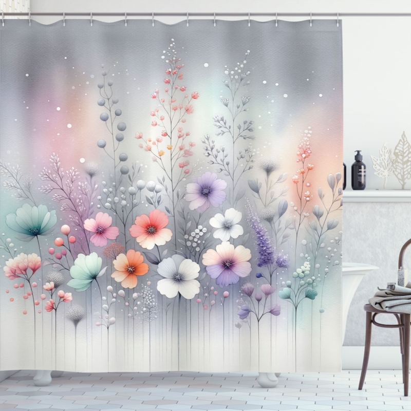 Bonieta Floral Shower Curtain with Hooks Included