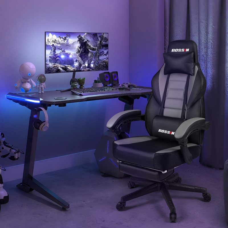 BOSSIN GamingChairswithFootrest, ErgonomicComputer GameChairs withLumbarSupport