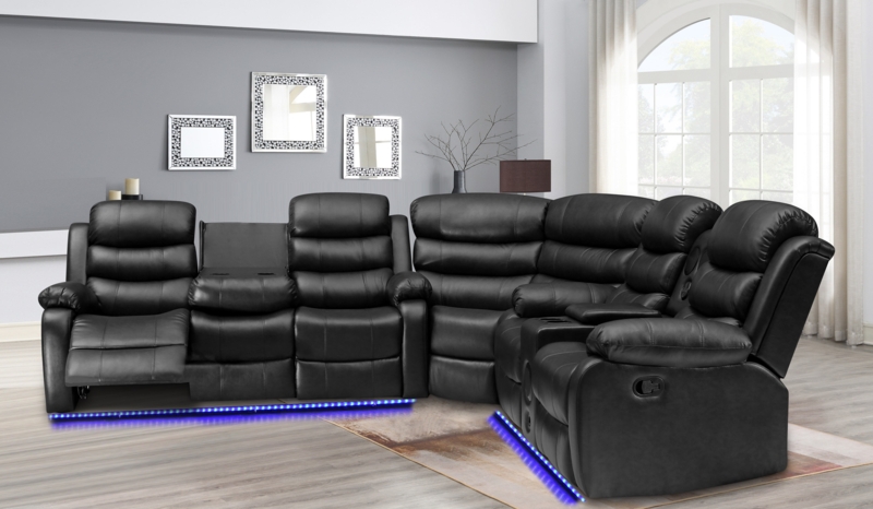 Bracyn 3 - Piece USB Vegan Leather Reclining Sectional with Sound System