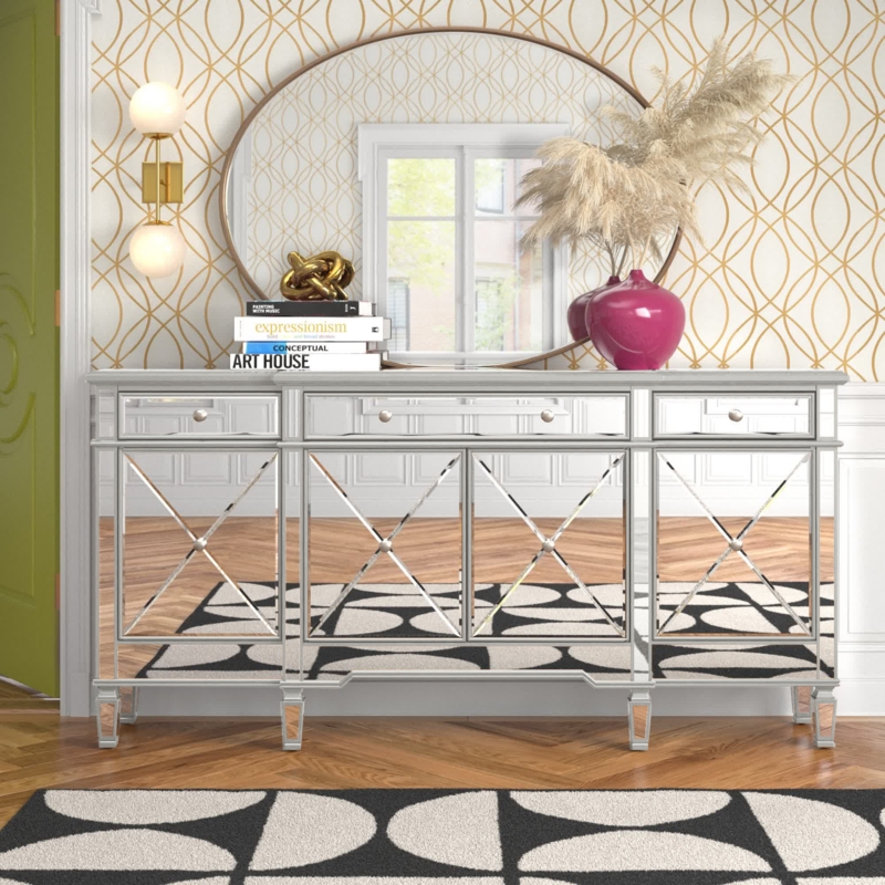 Briel 72" Wide 3 Drawer Rubberwood Sideboard