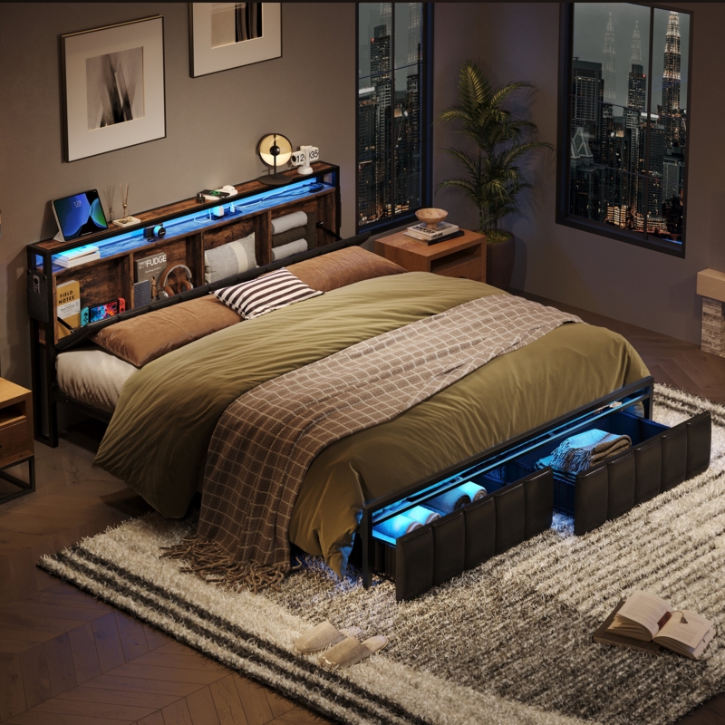 Brisna Vegan Leather Platform Bed