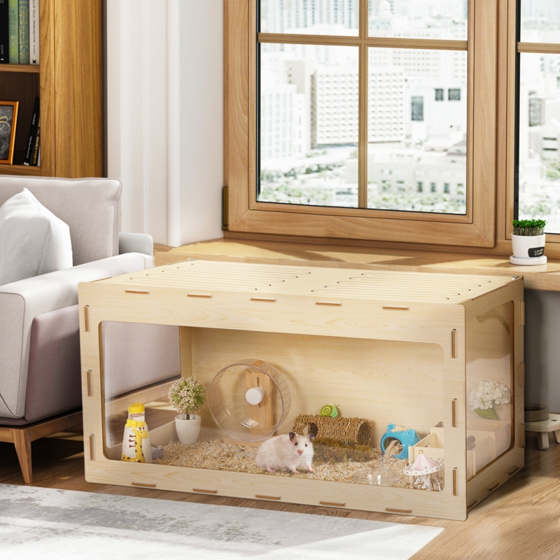 Brittani Wooden Transparent Hamster Cage Ventilation, Large
