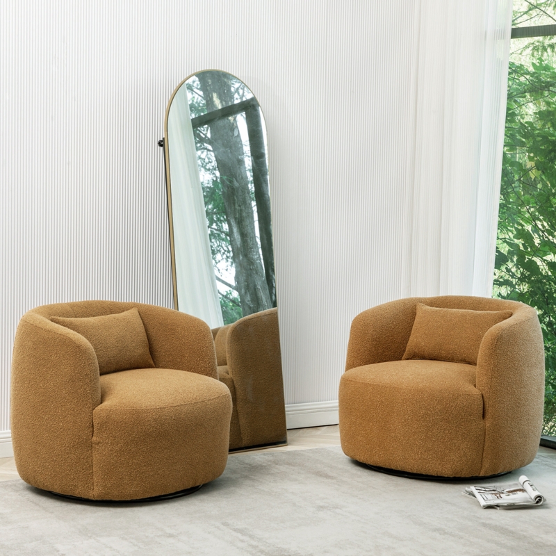 Bruschi 34" Wide Polyester Upholstered Swivel Armchair (Set of 2)