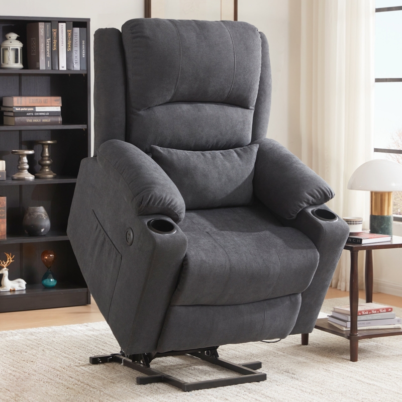 Bryian 33.85" Wide Upholstered Power Lift Recliner Chair with Massage and Heating Functions