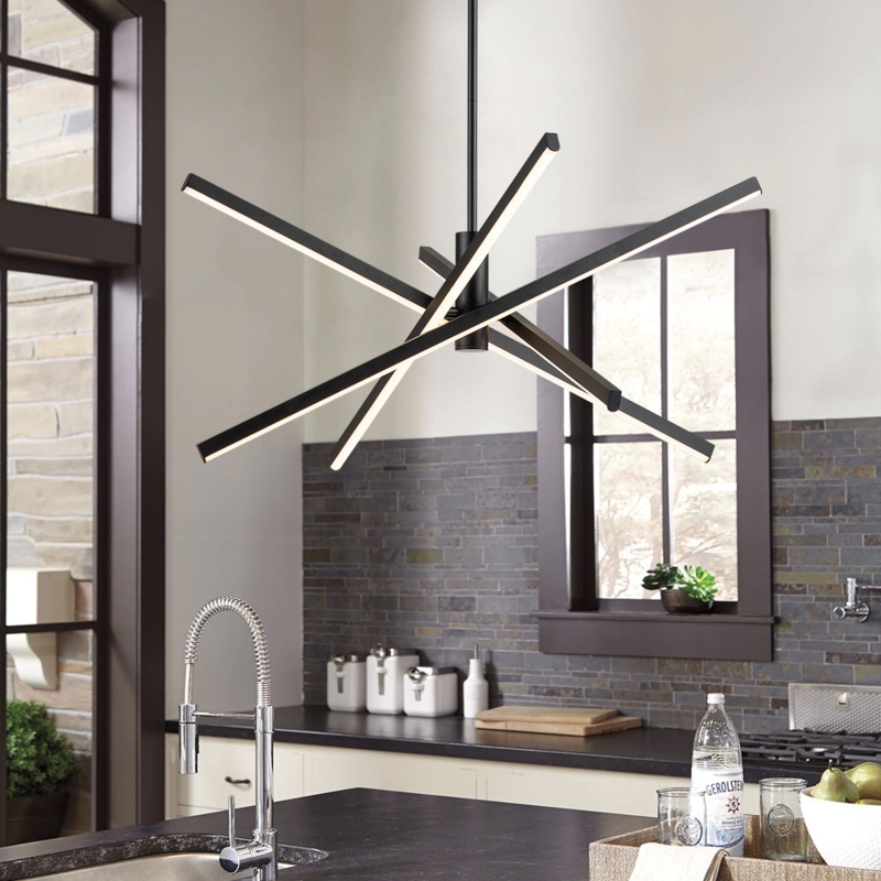 Burcker 4 - Light Aluminum Dimmable LED Modern Linear Chandelier