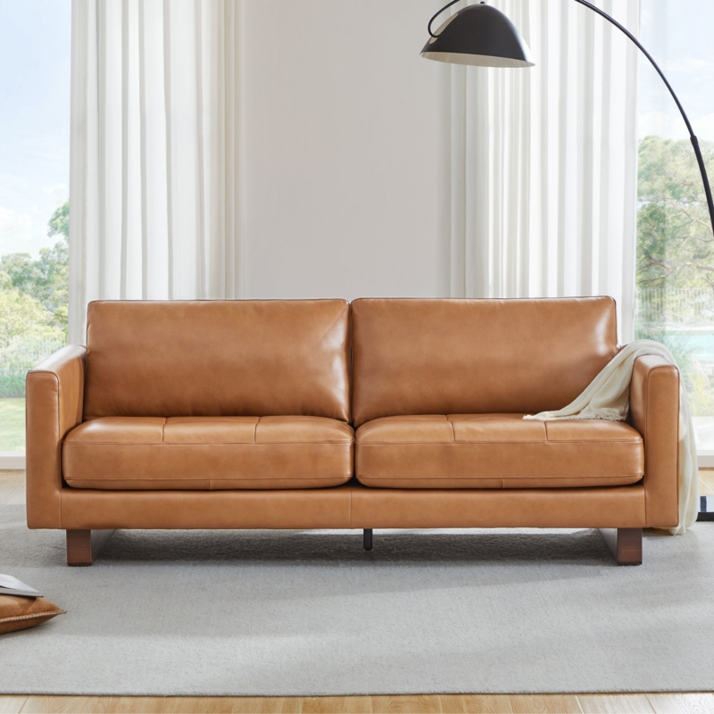 Burgohy 83.5'' Top Grain Genuine Leather Sofa