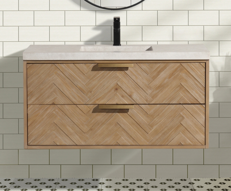 Cannock 42'' Wall Mounted Single Bathroom Vanity with Concrete Top