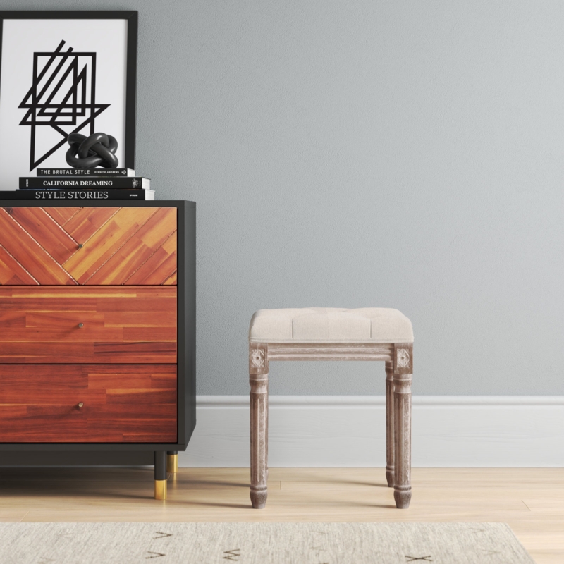 Carnforth 18.5" Tall Solid Wood Vanity Stool