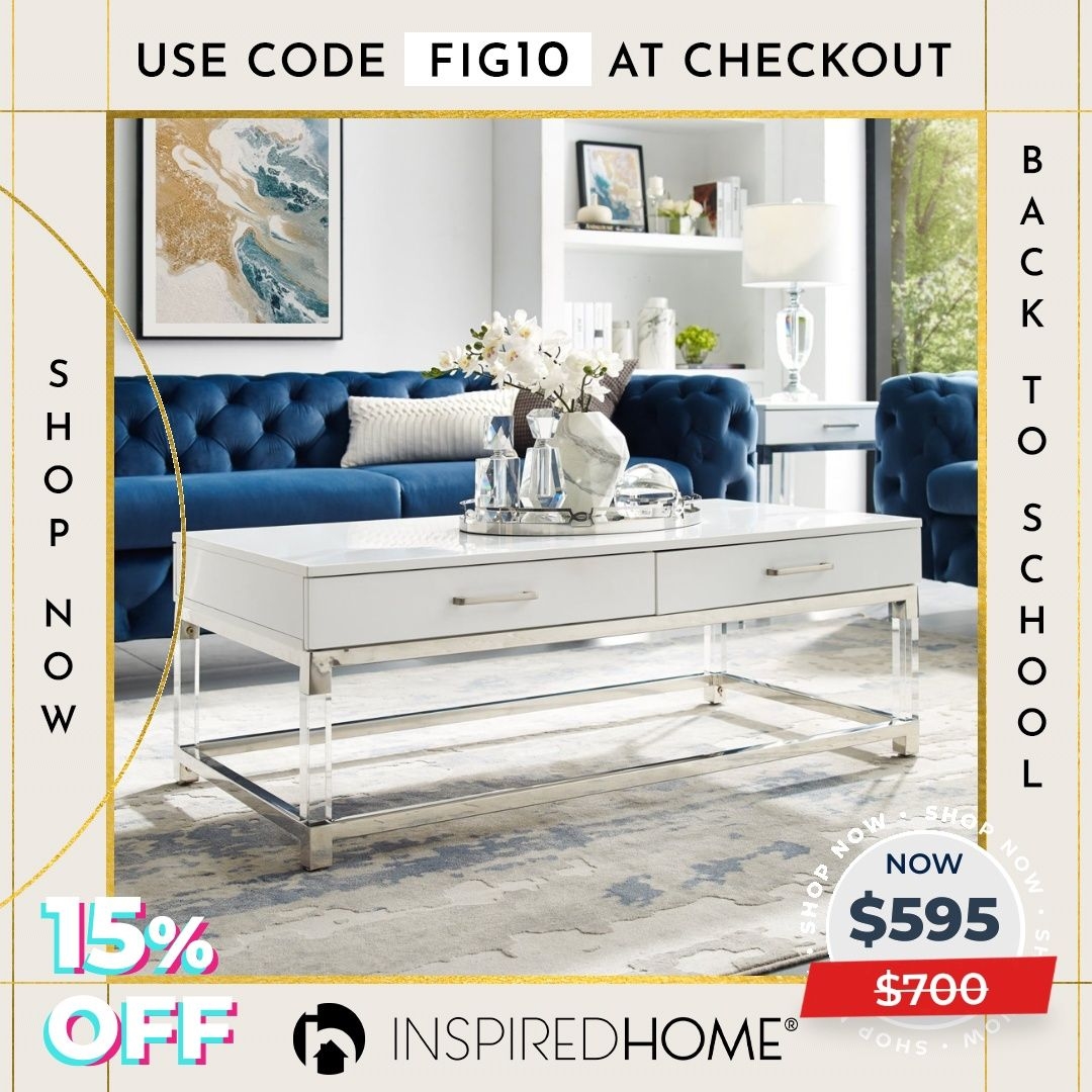 Casandra Coffee Table - White/Chrome