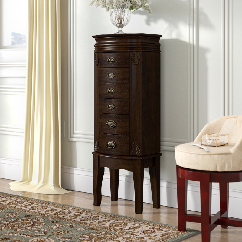 Casias 15'' Wide Freestanding Jewelry Armoire with Mirror