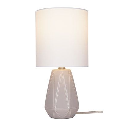 Catalina Lighting 24295-000 Table Lamp, Bulb Not Included, 17" Ceramic / Linen in Gray / White | 16.5 H x 8 W x 8 D in | Wayfair