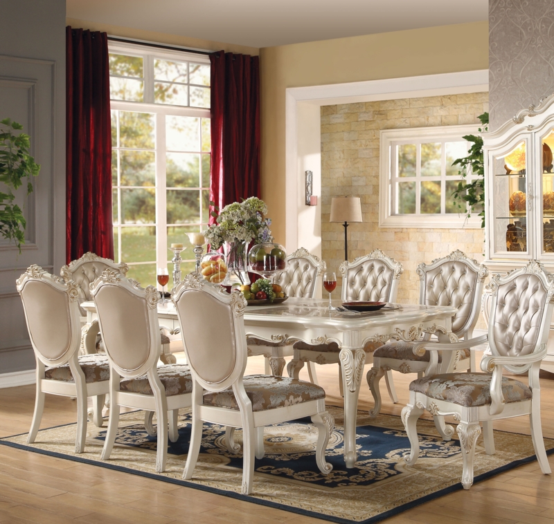 Caviness 9 - Piece Extendable Marble Top Dining Set