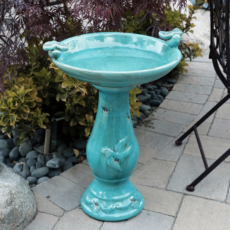 Ceramic Pedestal Birdbath