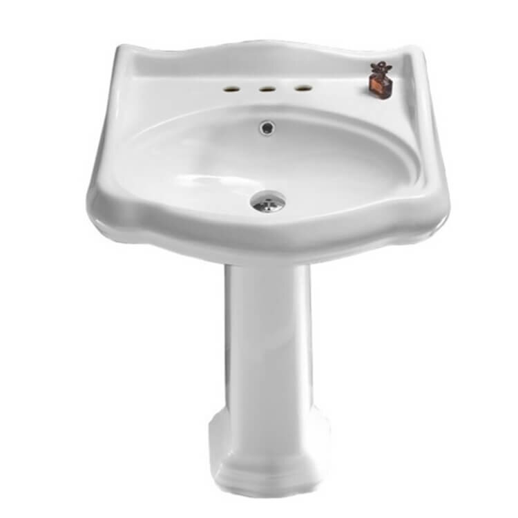 CeraStyle By Nameeks 1837 26.57'' Tall White Ceramic Specialty Pedestal Bathroom Sink with Overflow