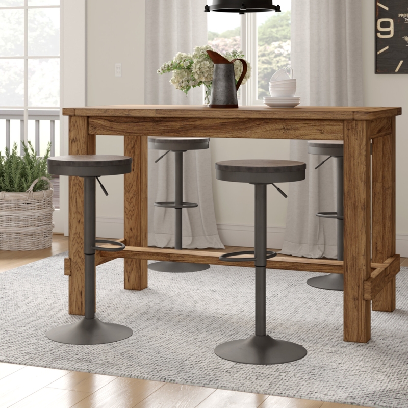 Chambord Swivel Solid Wood Adjustable Height Bar Stool (Set of 2)